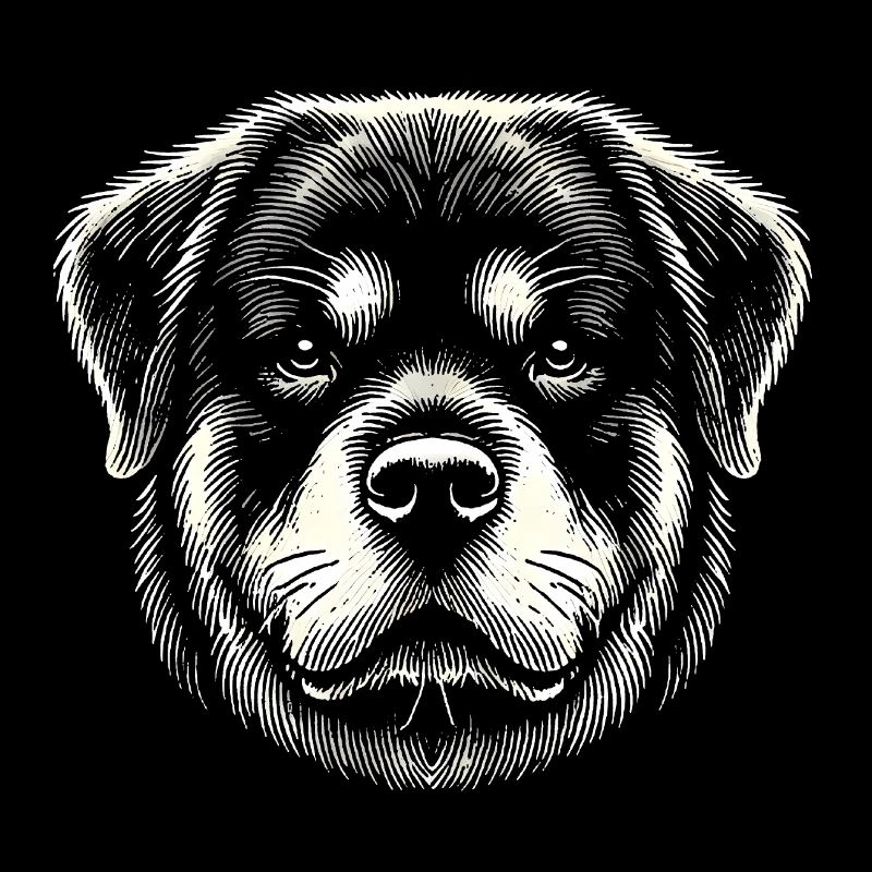 Rottweiler Kopf Tinte Illustration