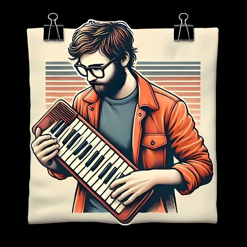 Melodica Player Retro Art Design