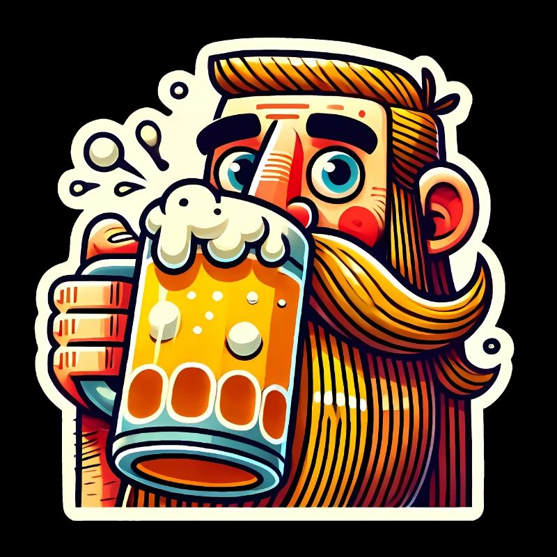 Bärtiger Mann mit Bierkrug Karikatur