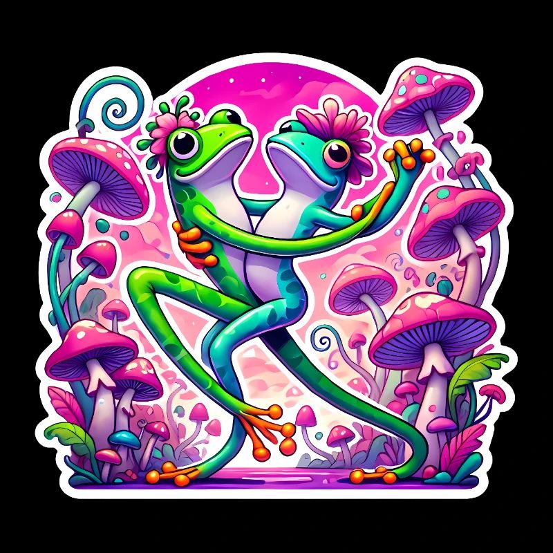 Frogs Dancing Under Mushrooms