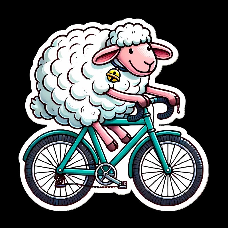 mouton heureux faisant du vélo dessin animé