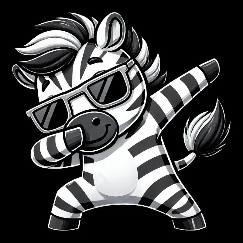 Cool Zebra Dab Cartoon with Sunglasses