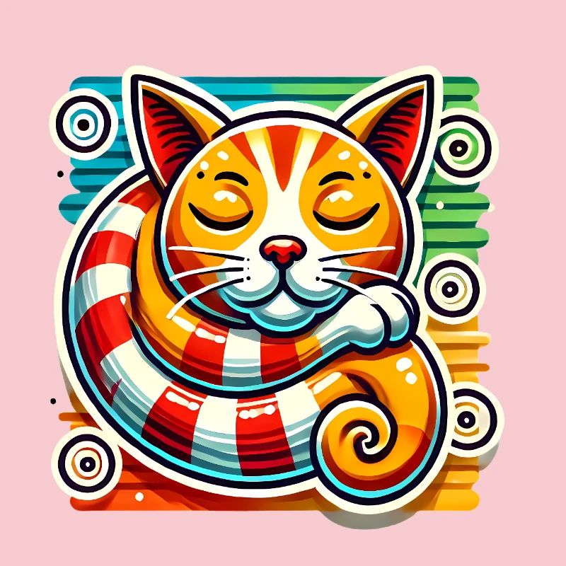 Conception d'autocollant PopArt de chat endormi