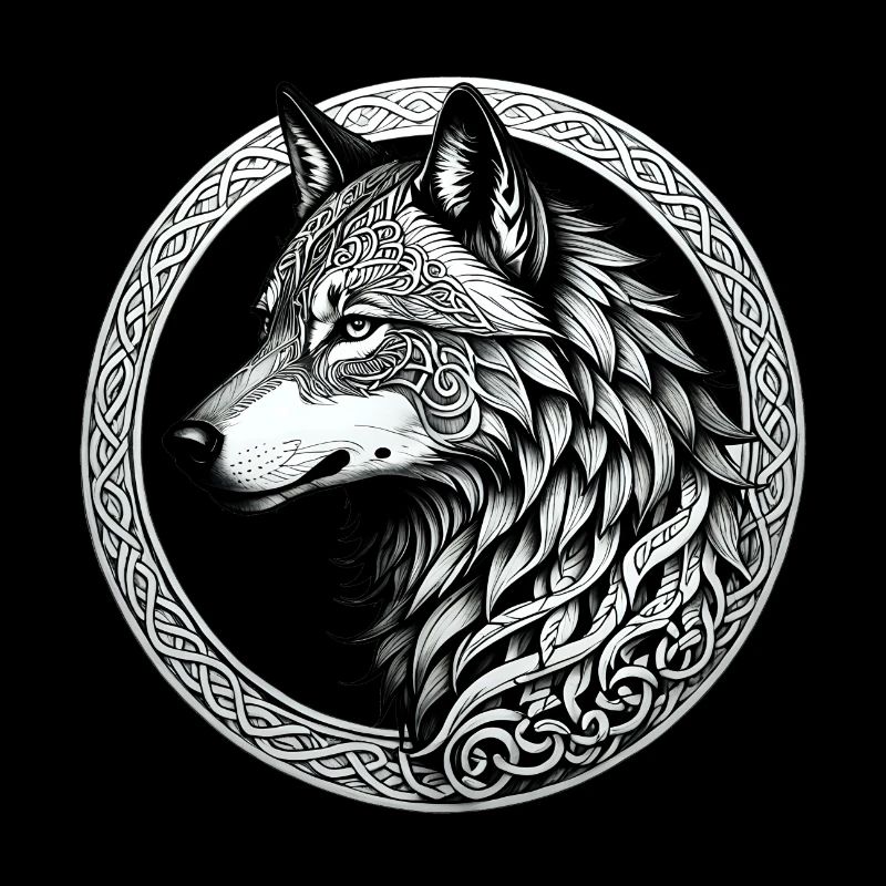 Wolf mit keltischem Knoten 02