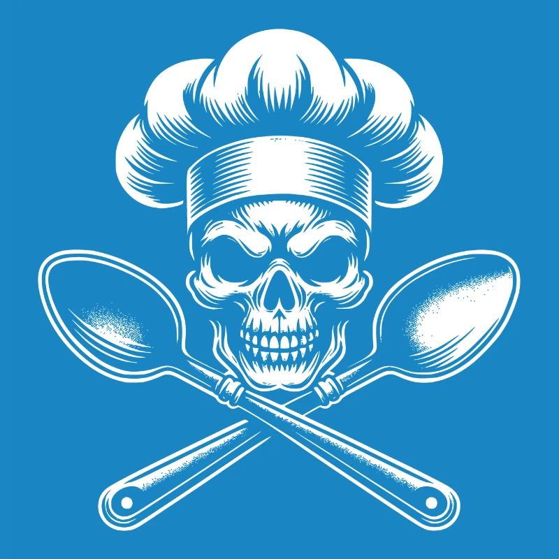 Skull with chef's hat and crossed spoons