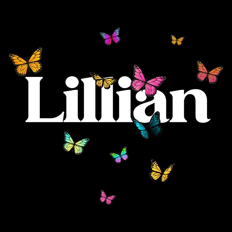 Schöner Mädchenname LILLIAN mit Schmetterlingen 
