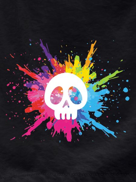 Weißer Schädel und bunte Explosion