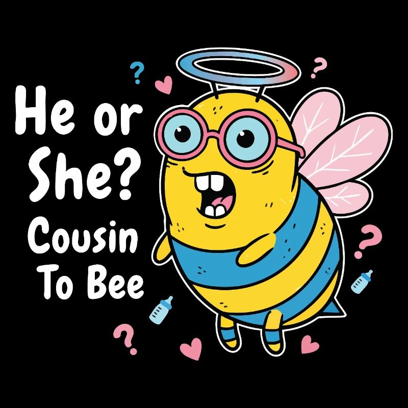 Geschlechter-Reveal-Babyparty Er oder sie Cousin mit der Biene