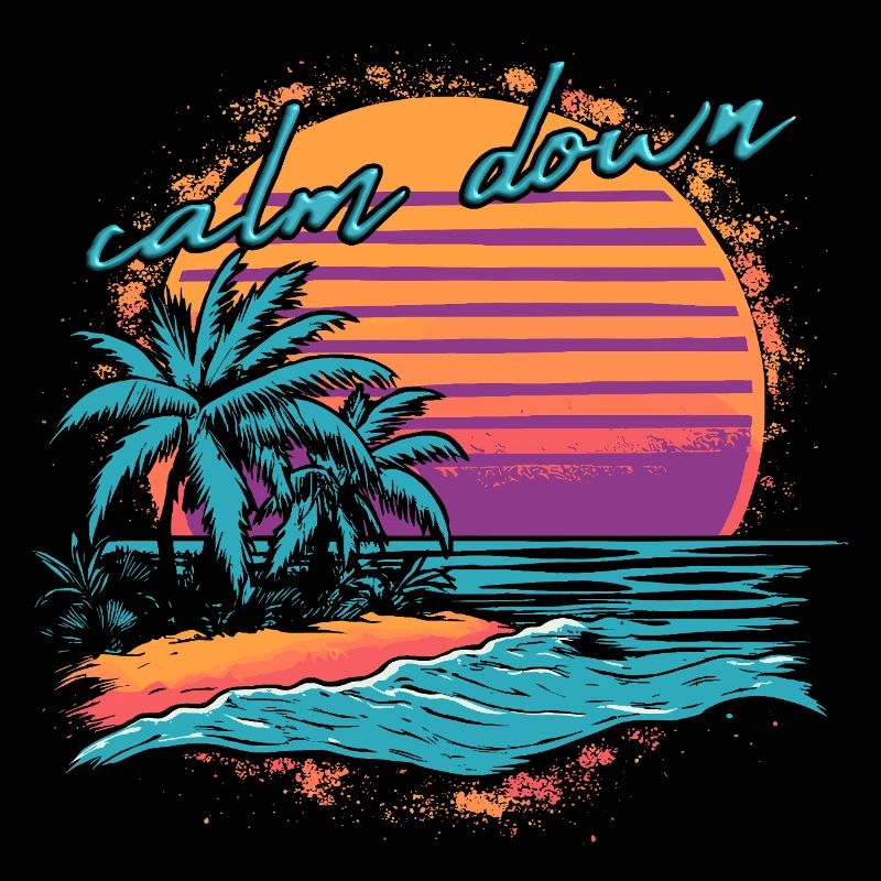 Calm Down Beach Sunset Palm Trees Vacation Bath Time