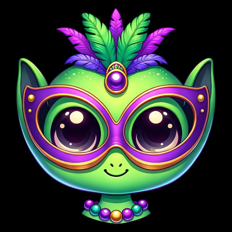 Mardi Gras Alien Head Comic Mask
