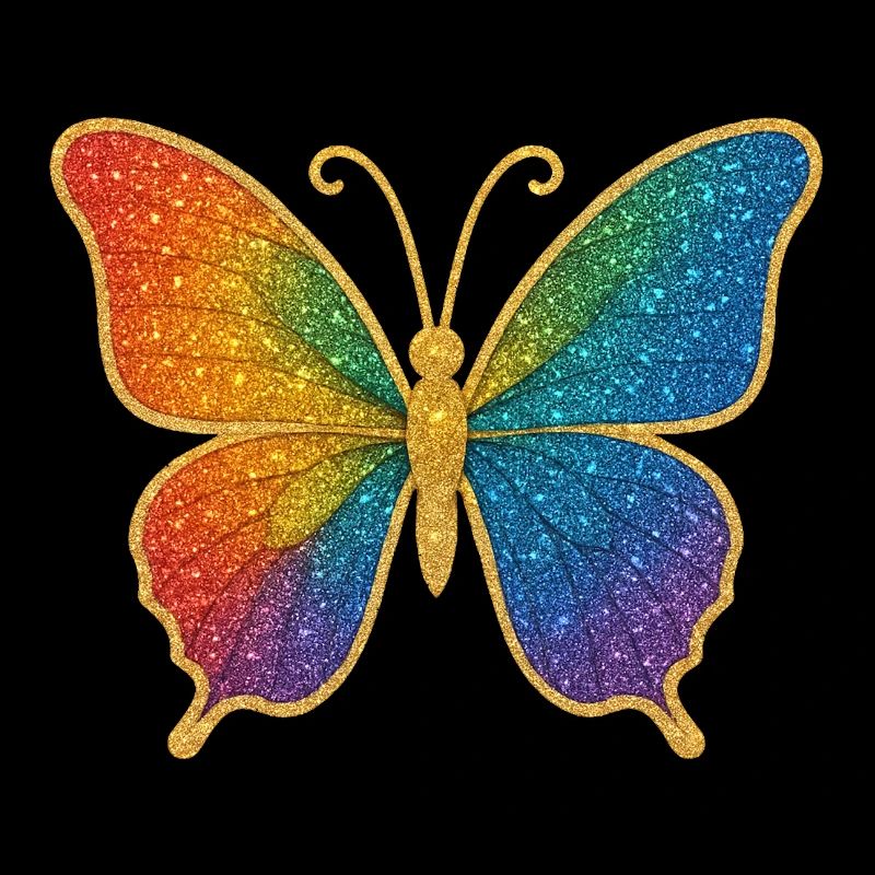 Papillon arc-en-ciel scintillant