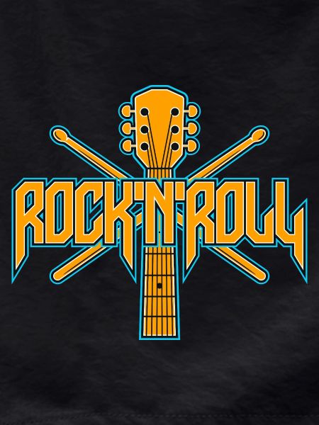 RockNRoll Guitar and Drumsticks Emblem