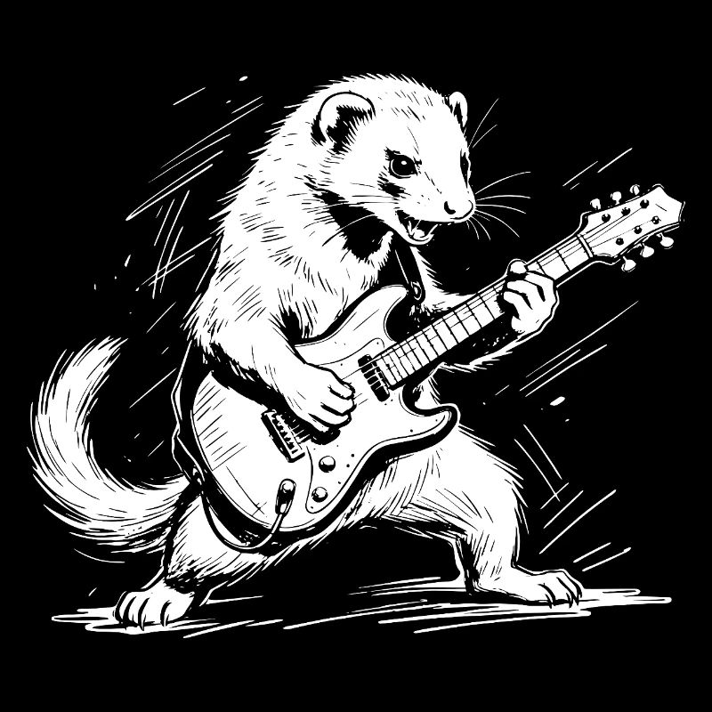 Ferret with rock style guitar