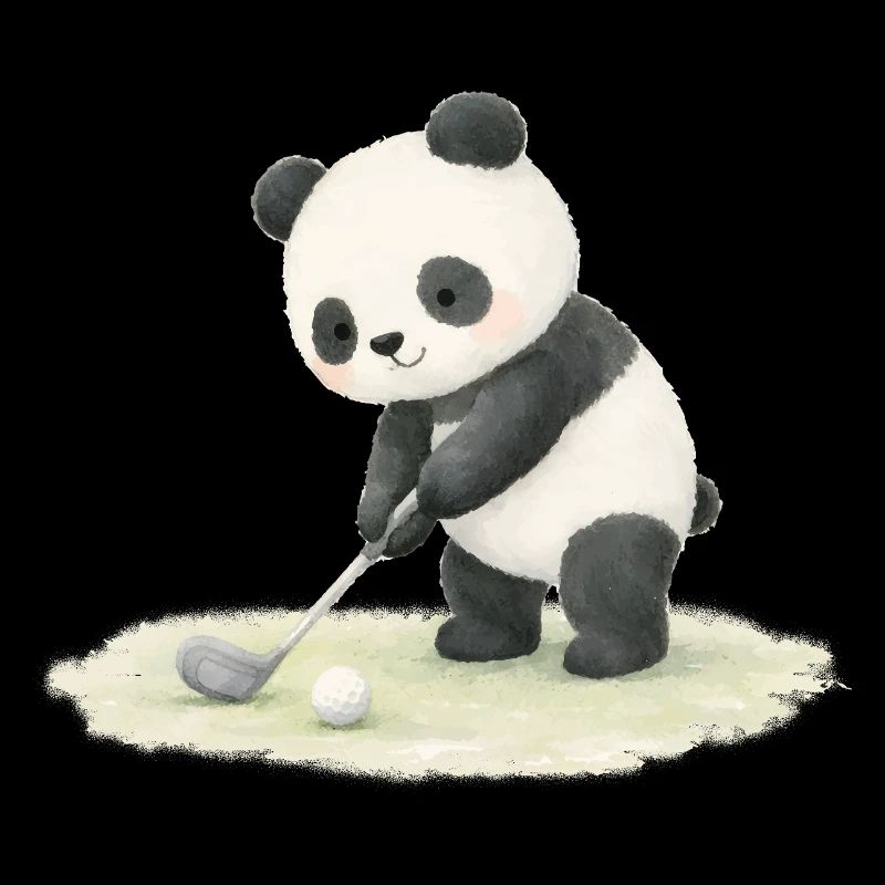Panda spielt Golf Illustration 