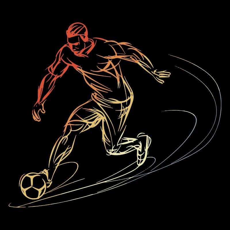 Soccer Player Sketch Vintage