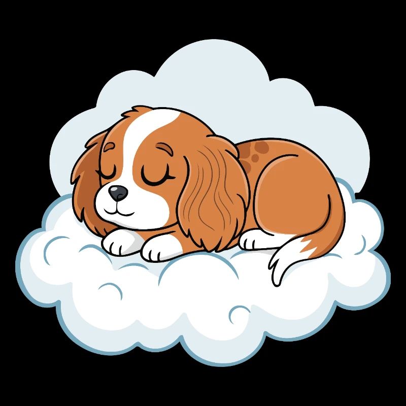 Chiot rêveur sur nuage