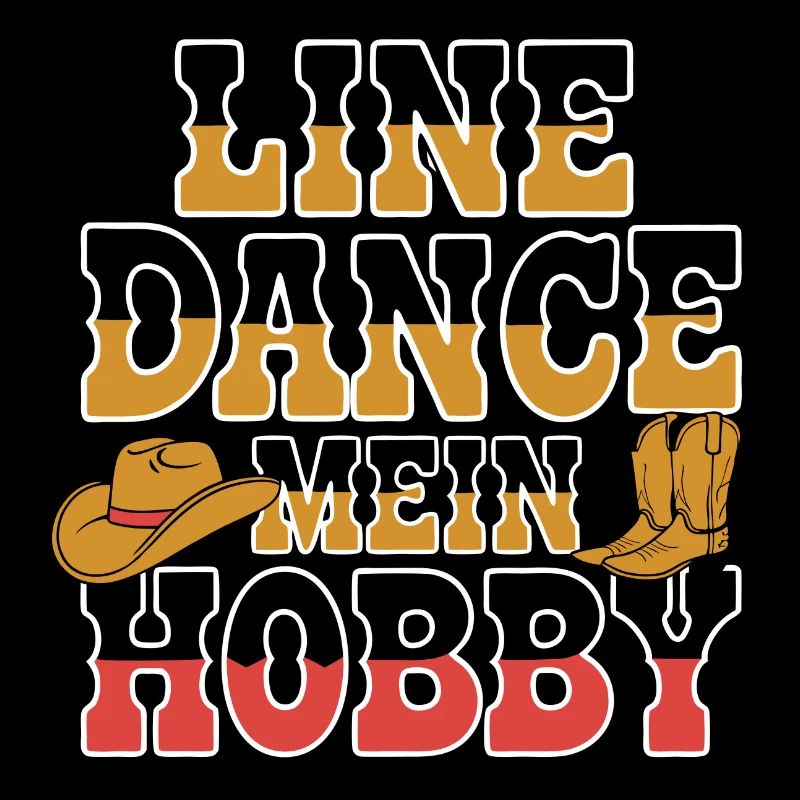 Design de danse en ligne coloré avec chapeau de cow-boy