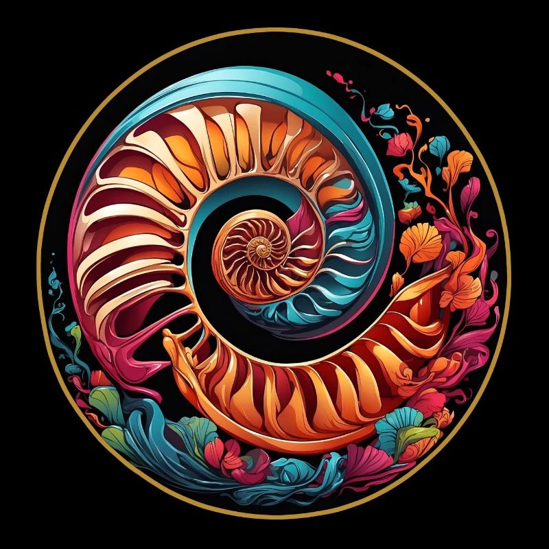 Colorful graphic nautilus design