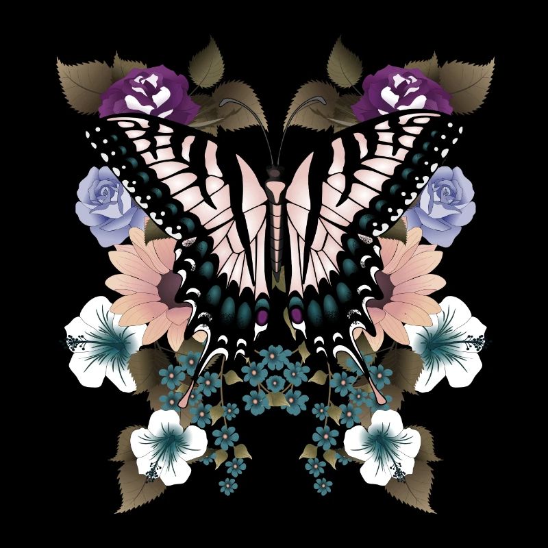 Queue d’aronde papillon avec des fleurs