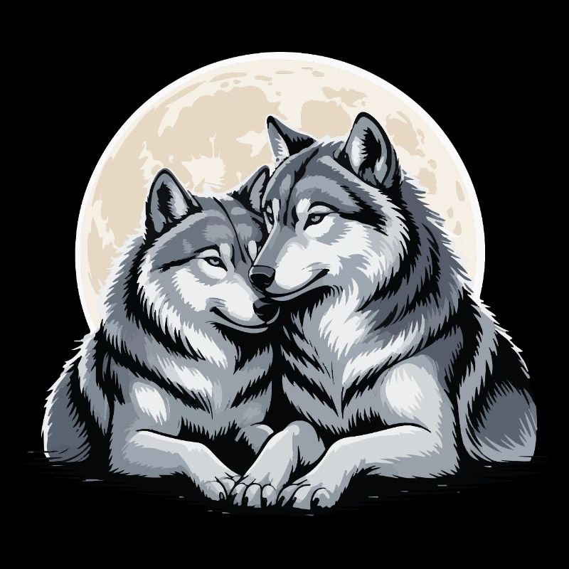 Couple de loups Amour Saint-Valentin