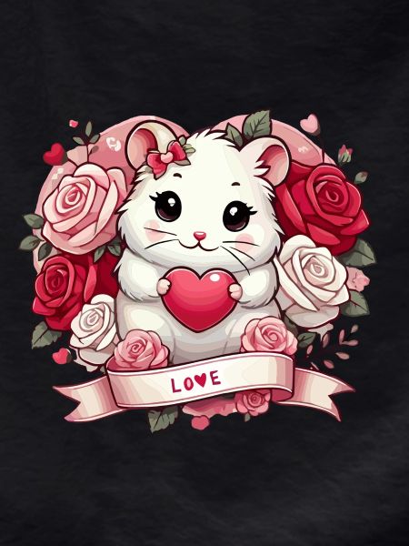 Romantic hamster with roses