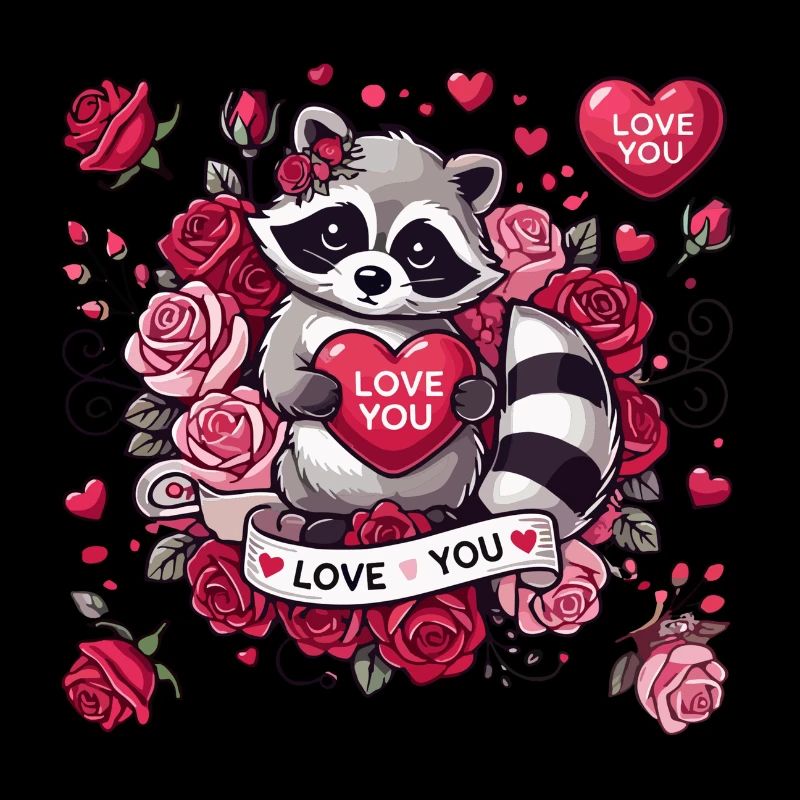 Mignon raton laveur Conception de la Saint-Valentin