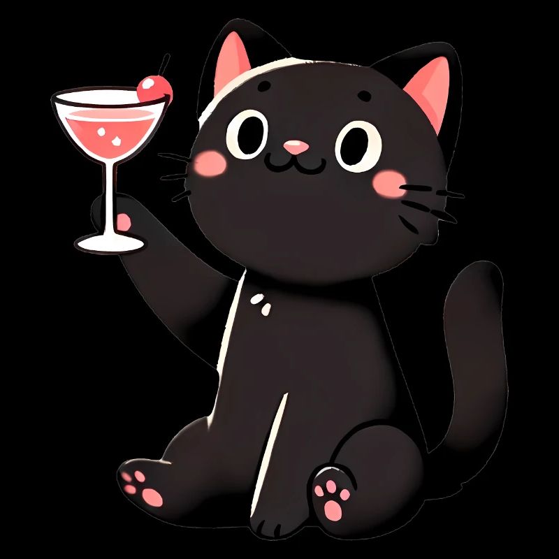Chat noir heureux avec design de cocktail