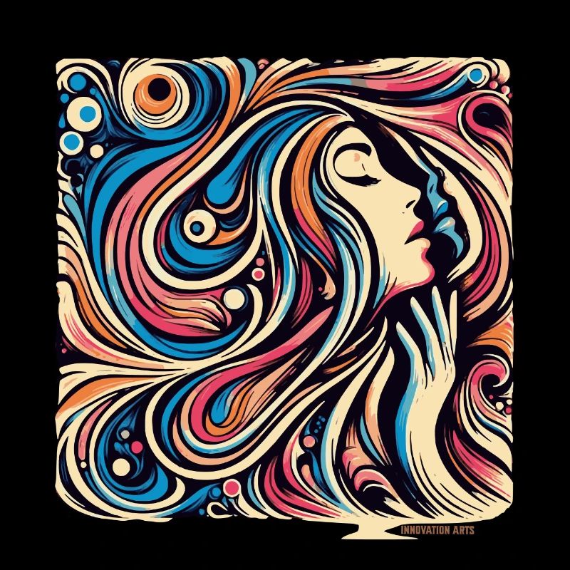Femme abstraite – Déferlement de couleurs et de lignes fluides