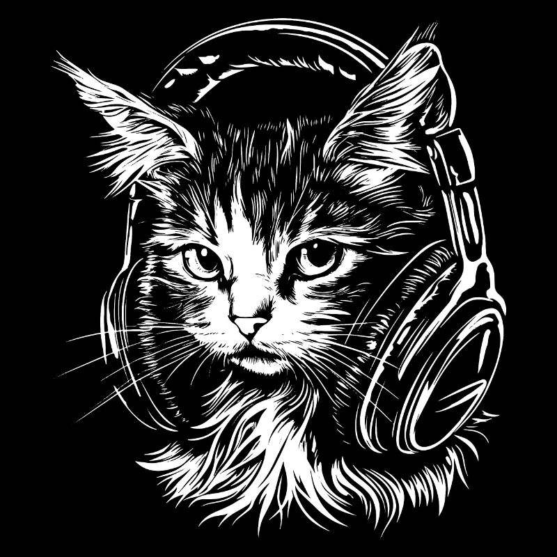 Cat Headset Music DJ