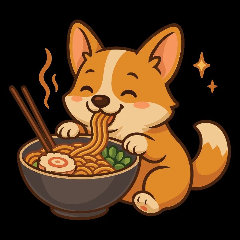 Corgi mit Nudeln Ramen kawaii Corgi