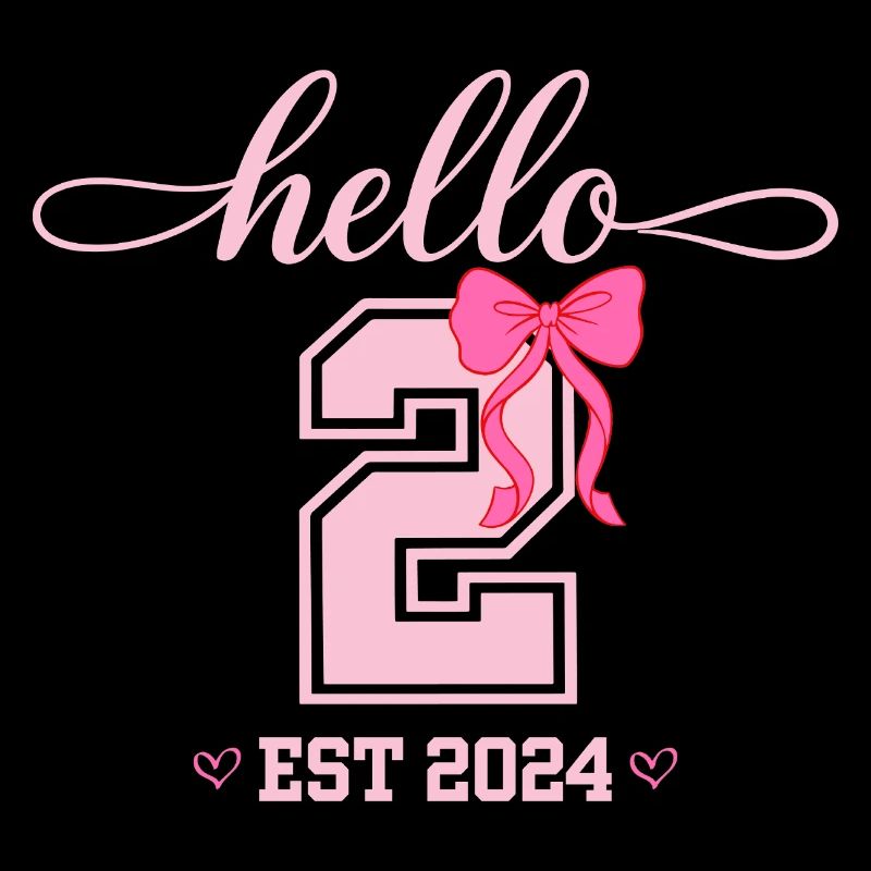 Hello 2 Est 2024 Pink Bow Design