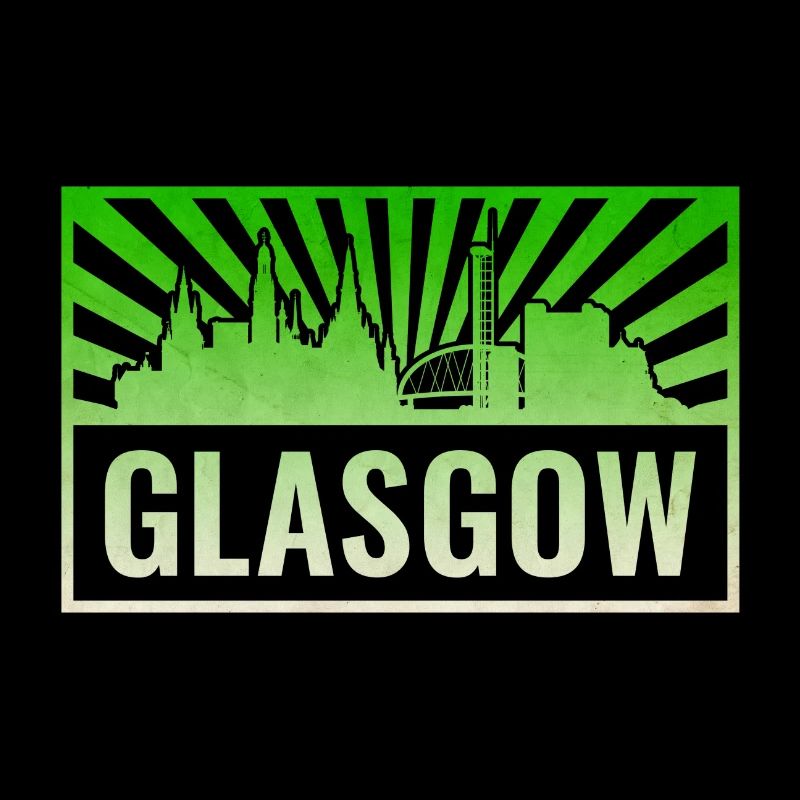 Glasgow Skyline Grunge Green