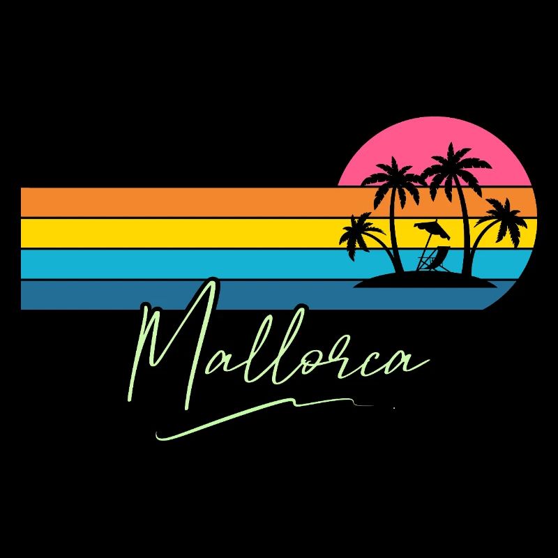 Mallorca Palm Trees Sunset Retro