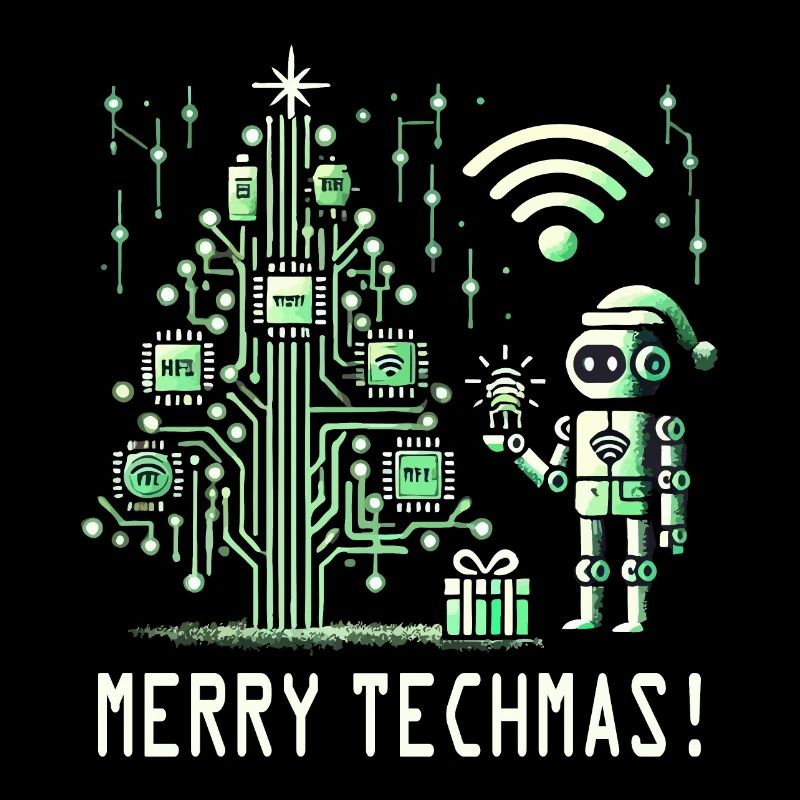 Fröhliche Techmas - Roboter und Schaltkreis-Weihna