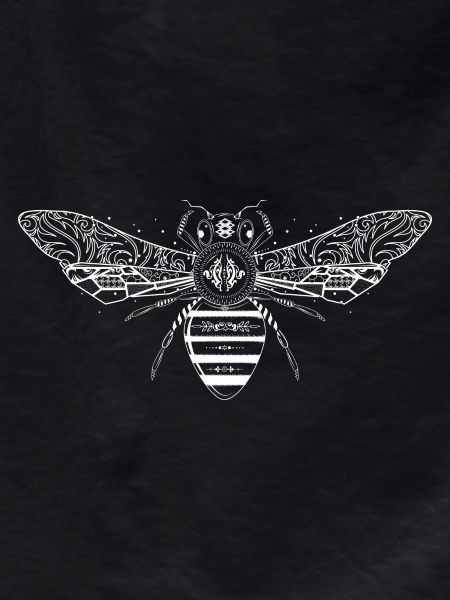 artfully designed white bee