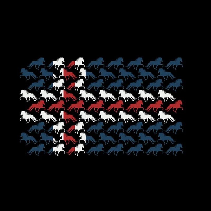Tricolor horses in a repeating pattern