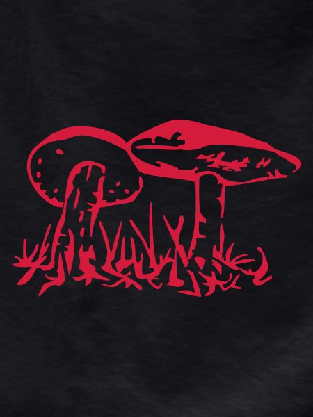 Mycelium mushroom illustration in red