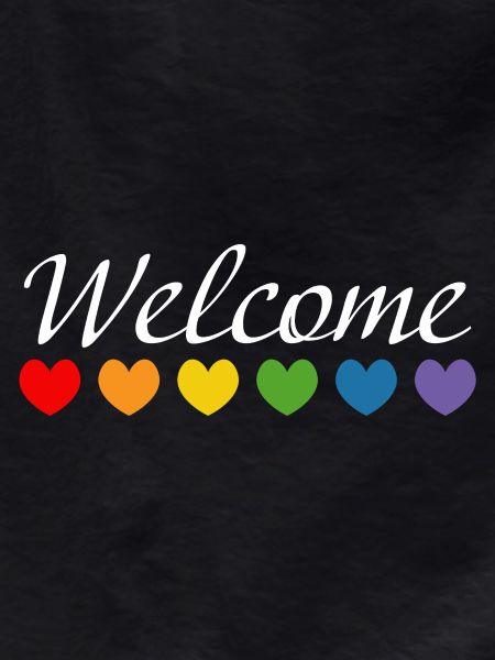 Rainbow Hearts Welcome white