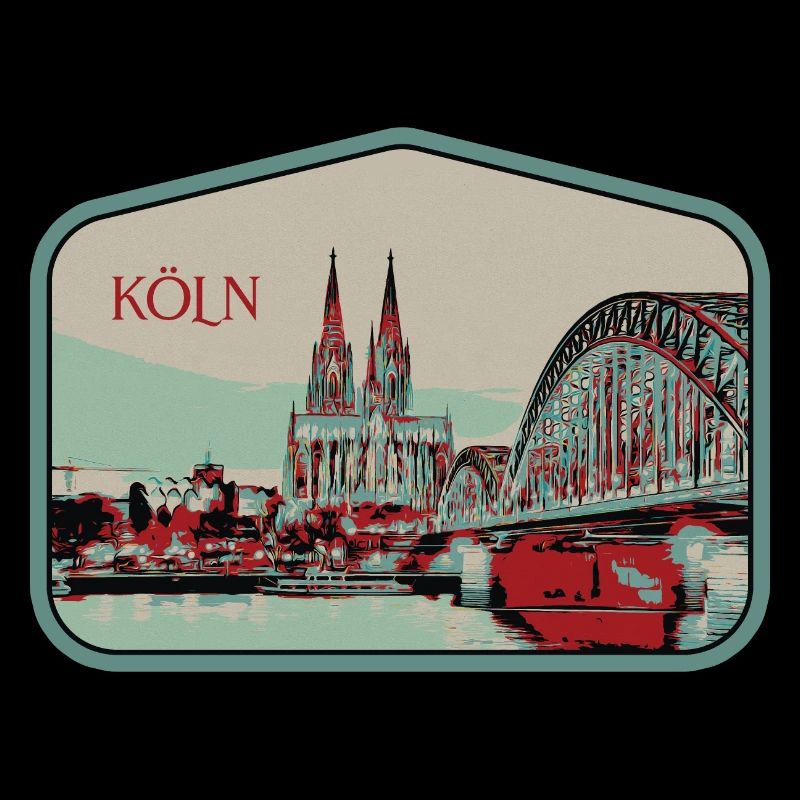 Panoramablick Köln Illustration