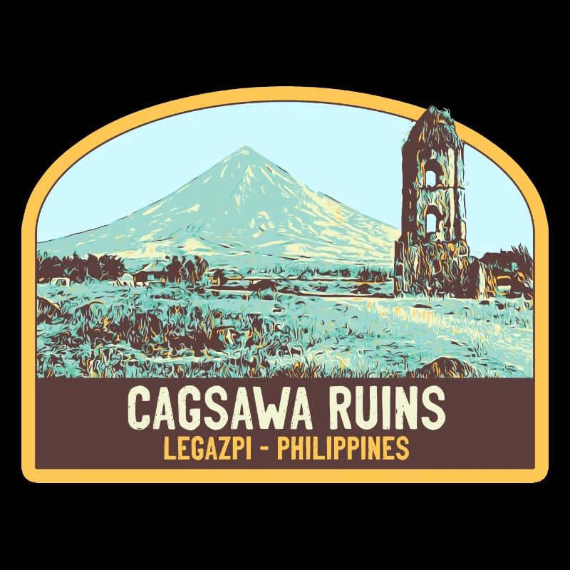 Ruines de Cagsawa, volcan Mayon, Philippines