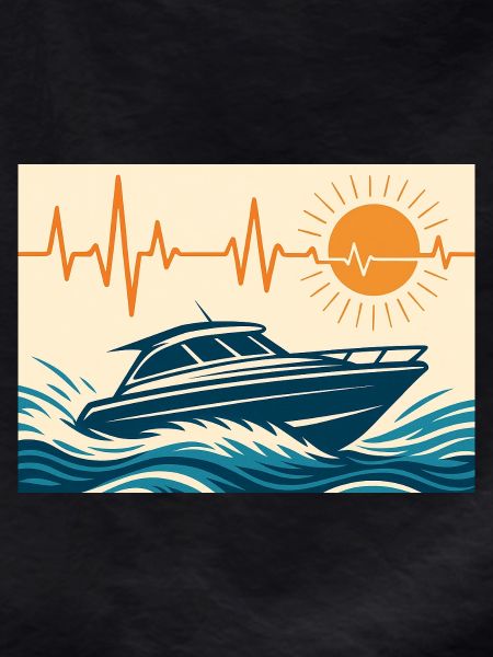 Maritime sunset by motorboat