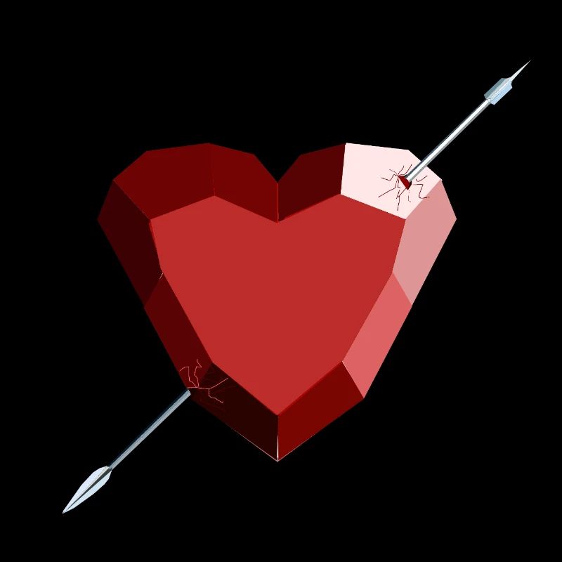 Cœur de rubis blessé – Amour, beauté et rupture