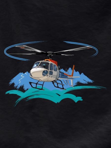 Helicopter approaching the mountains
