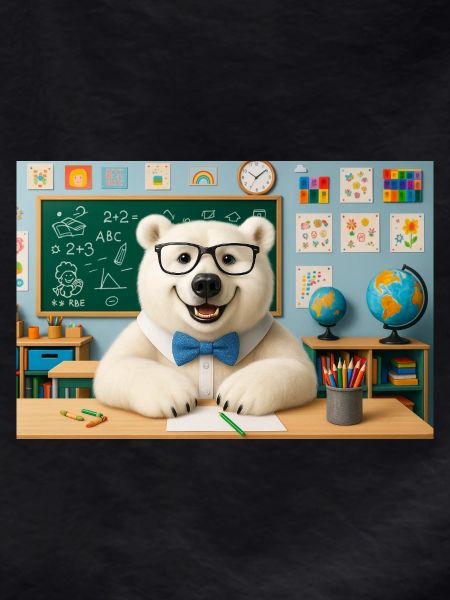 Cute Bear Scientist with Glasses