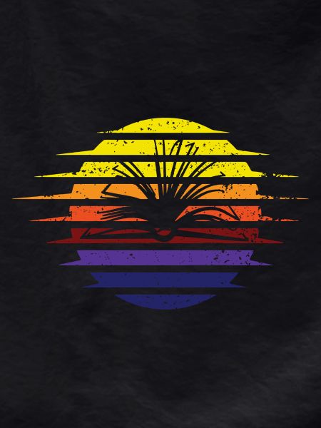 Rainbow Sun Ribbon Retro