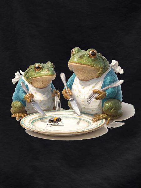 Frosch-Dinner: Fliege am Teller
