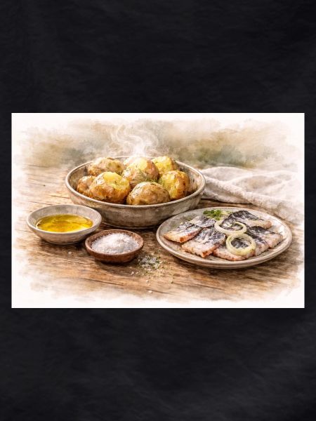 Jacket potatoes with herring Ukrainian