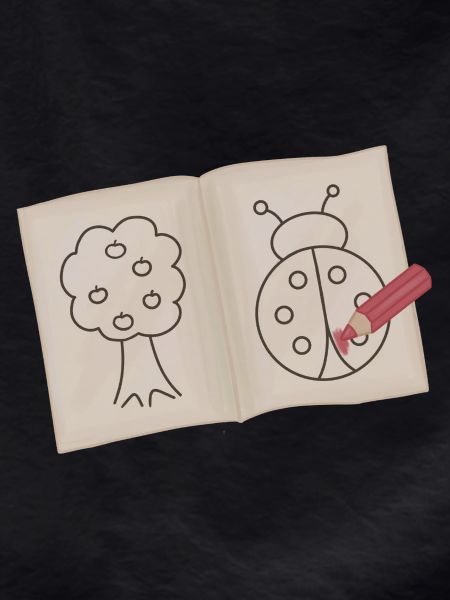 Tree and Ladybug Doodle Sketch