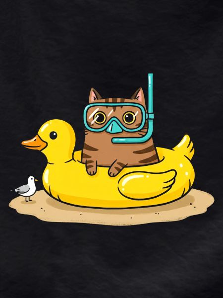 Diving Cat on Rubber Duck