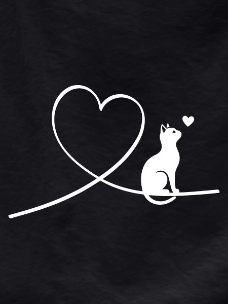 Cute cat with heart silhouette